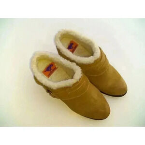 Rocket Dog Womens Clog Boots Tan Brown Harness Cuban Heel Ankle Pull On 7